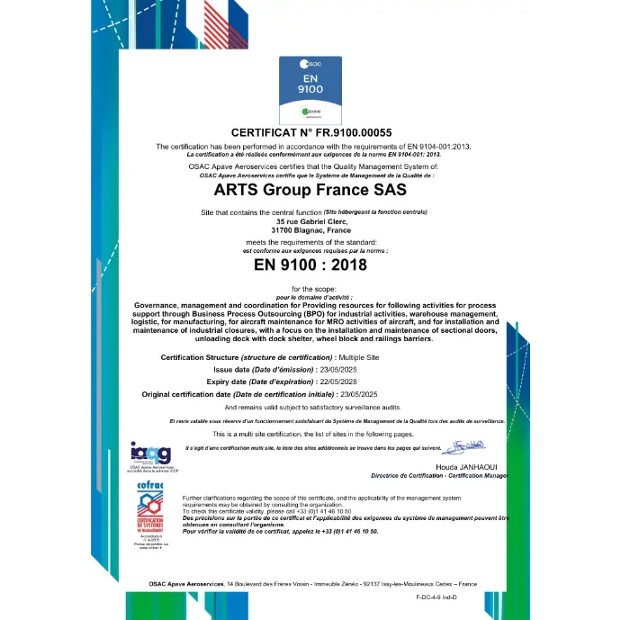 EN 9100 certificate EN 9100 certificate